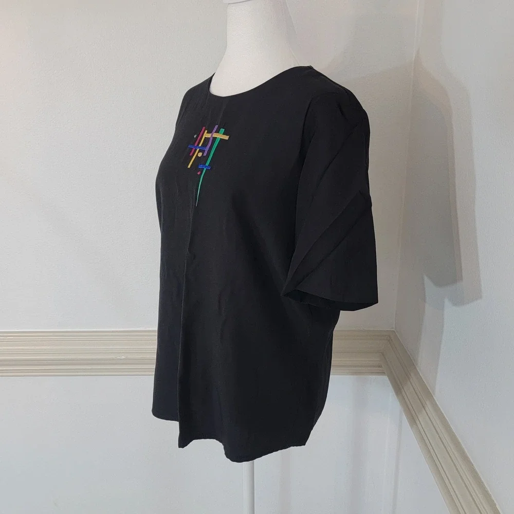 Vintage City Girl Nancy Bolen‎ Embroidered Top Abstract Artsy Blouse Womens 10 - Picture 3 of 10